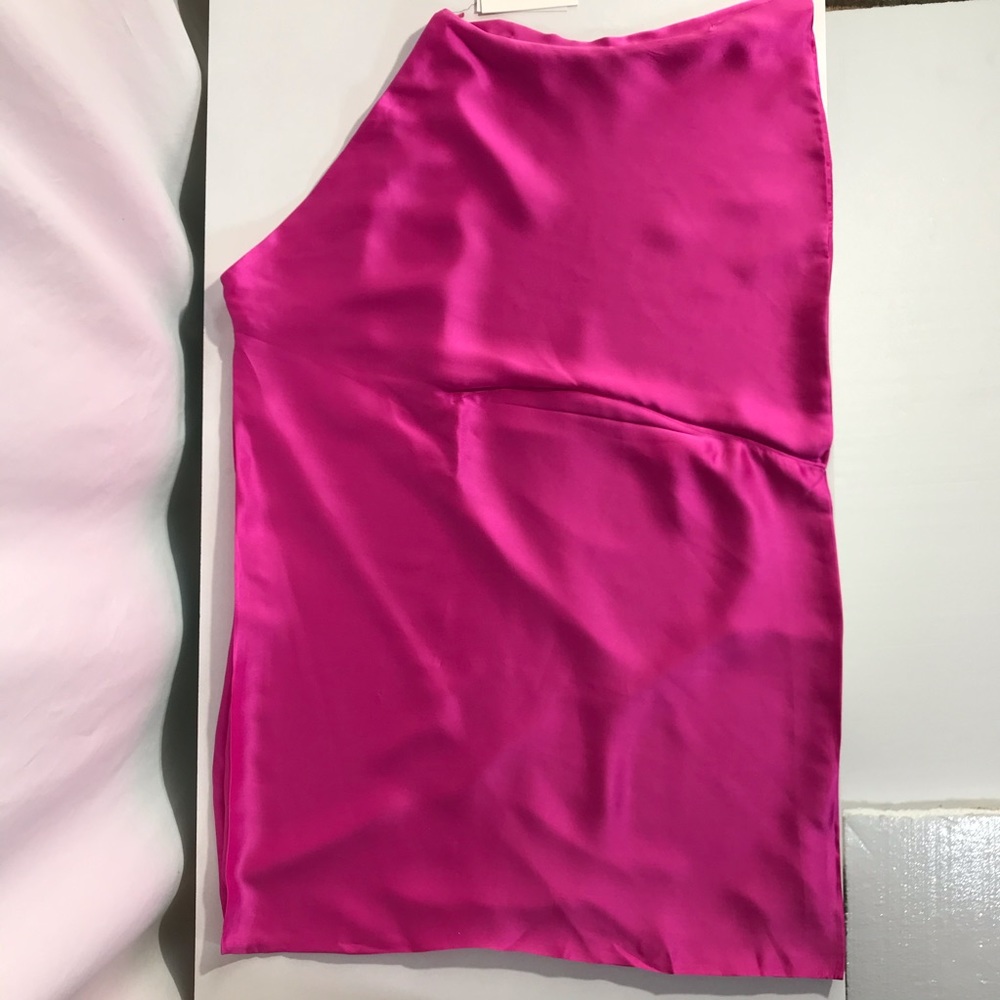NWT $295 Silk Robert Rodriquez Hot Pink Cold Shoulder Top Barbie Pink - Picture 4 of 13